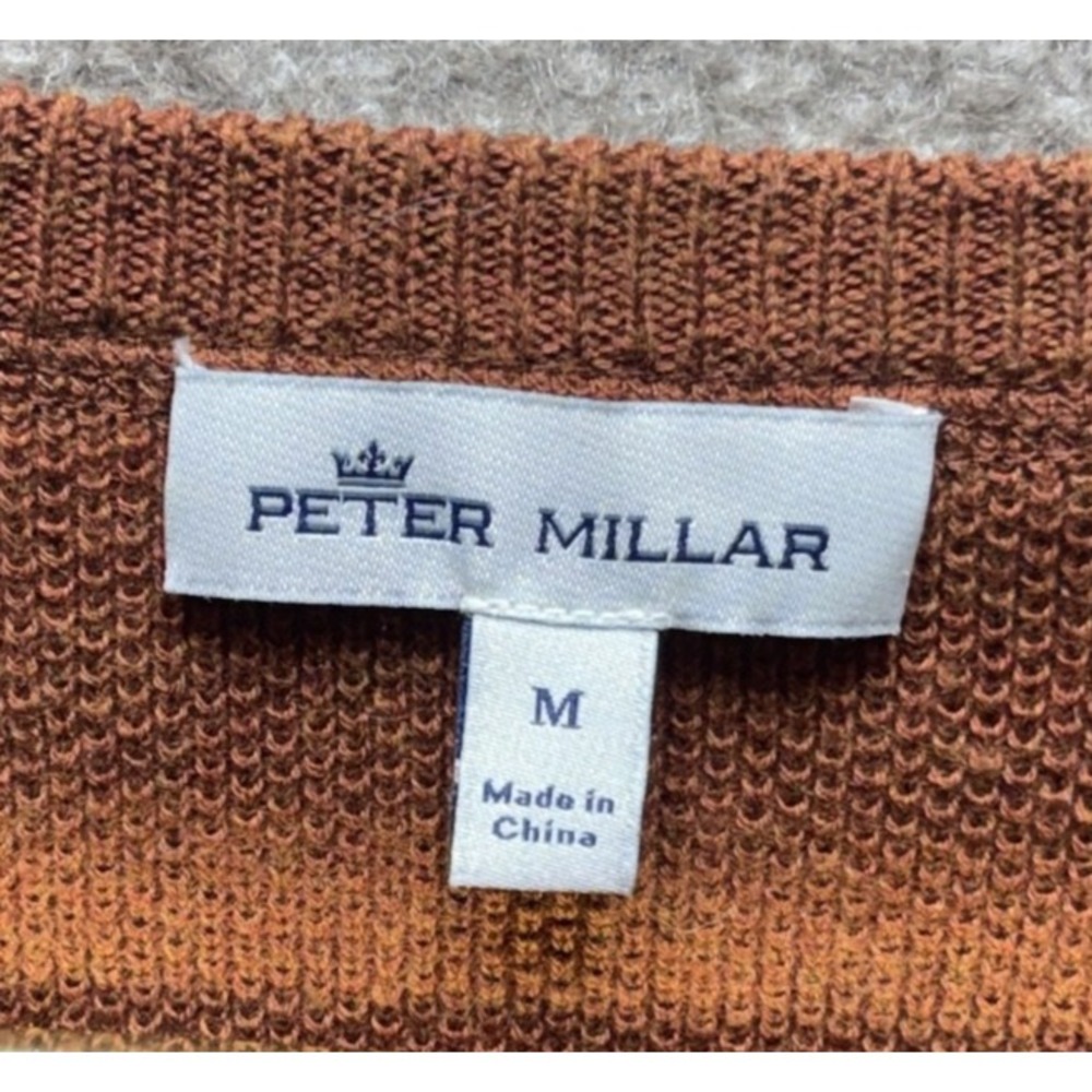 PETER MILLAR Crown Men's Cotton Merino Honeycomb Crew Sweater Spice Medium NWOT - Picture 2 of 4